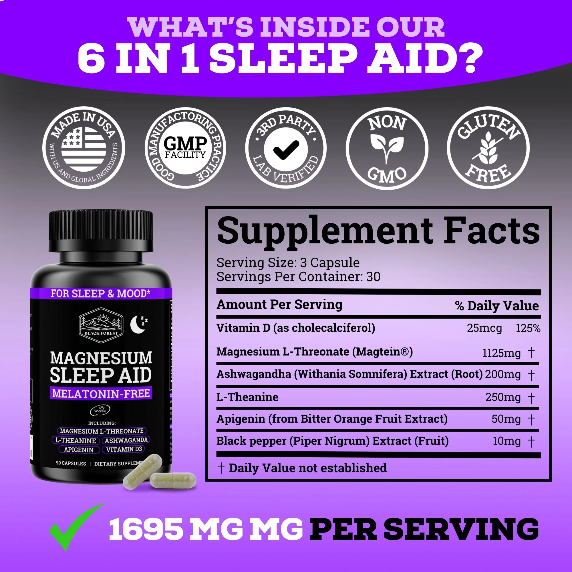 Magnesium Sleep Aid 1695 MG | Melatonin-Free - Image 3