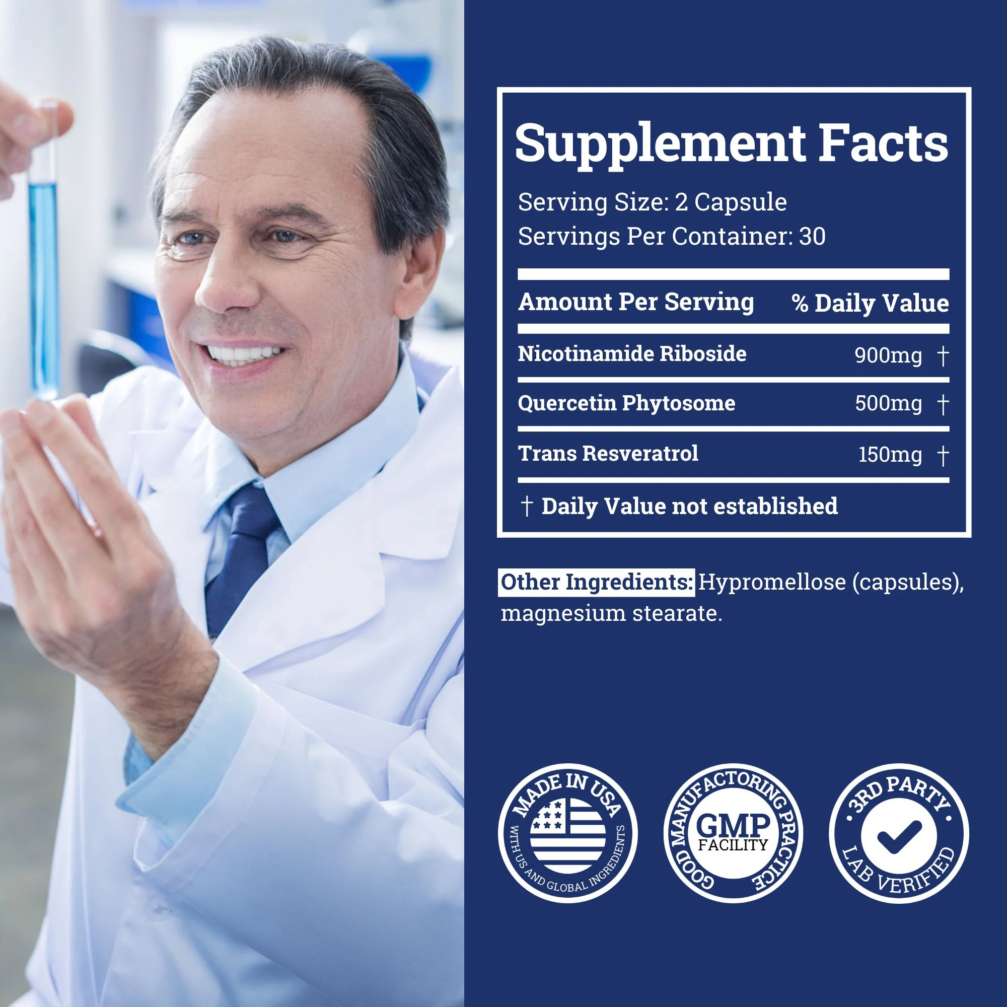 Nicotinamide Riboside (NR) 1550MG | With Quercetin & Resveratrol - Image 3